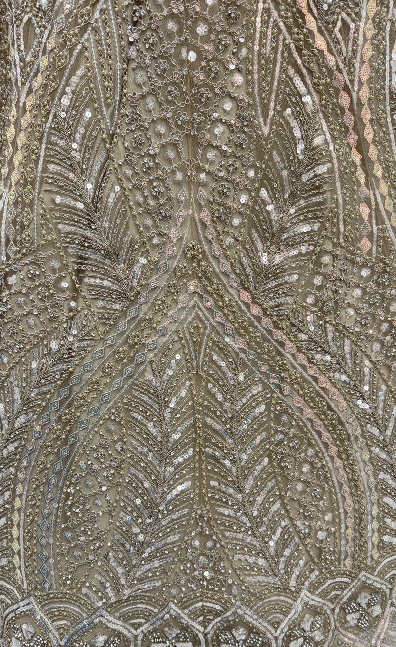 Golden Pure Soft Heavy net Silk Heavy Embroidery Work Bridal Lehenga