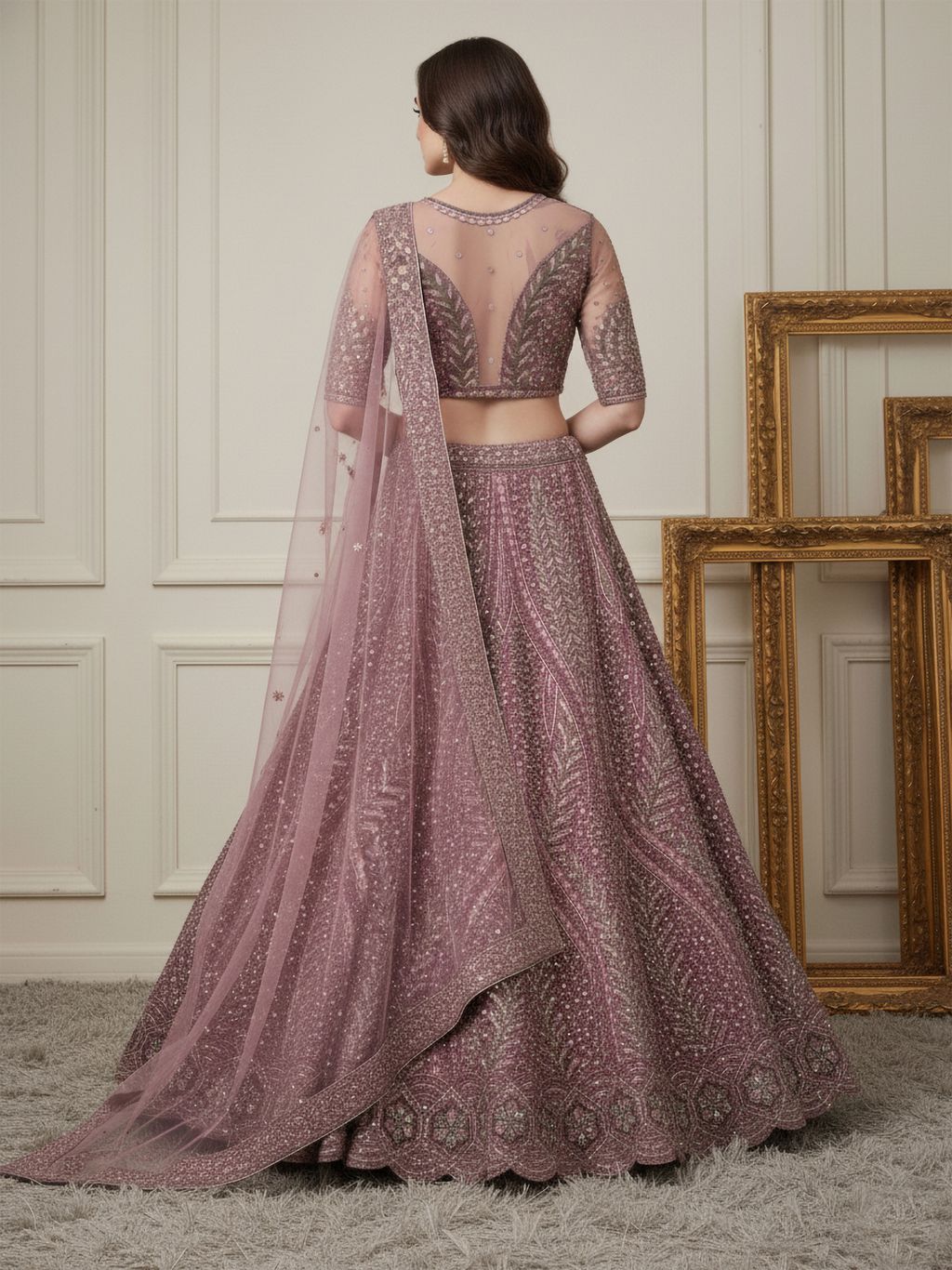 Pink Pure Soft Heavy net Silk Heavy Embroidery Work Bridal Lehenga