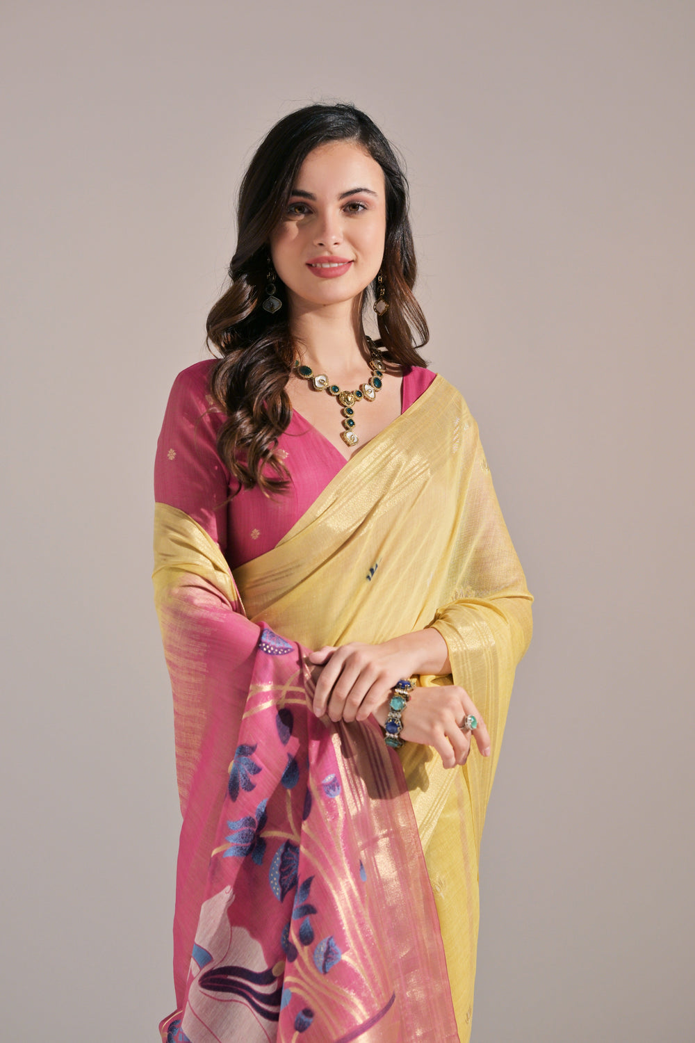 Sunshine Yellow Soft Muga Cotton Saree Munga Cotton Saree Anant Tex Exports Pvt.Ltd..
