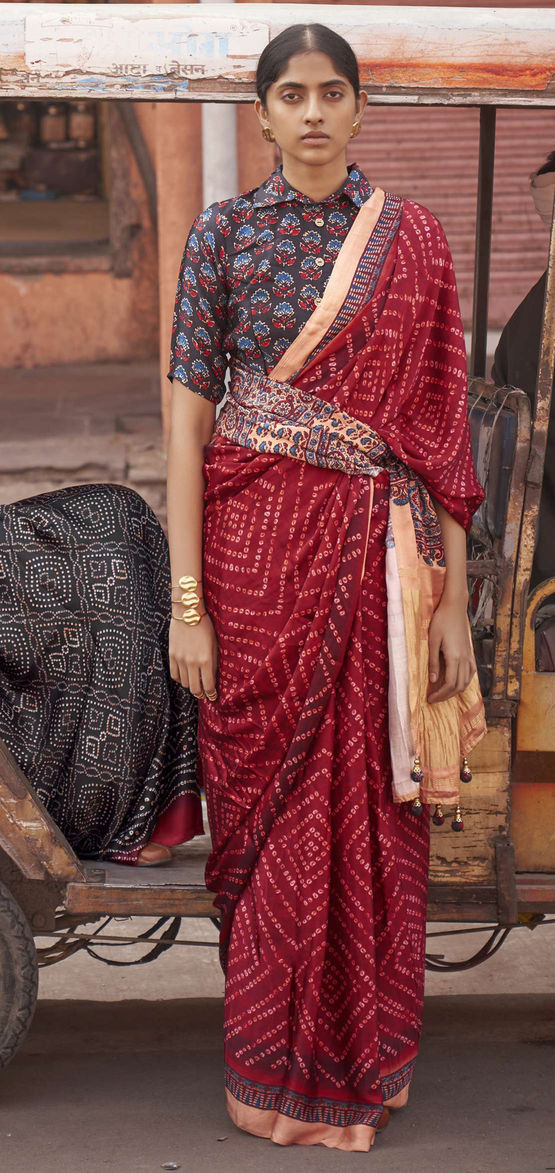 Gajji Lagdi Patrta Silk Saree