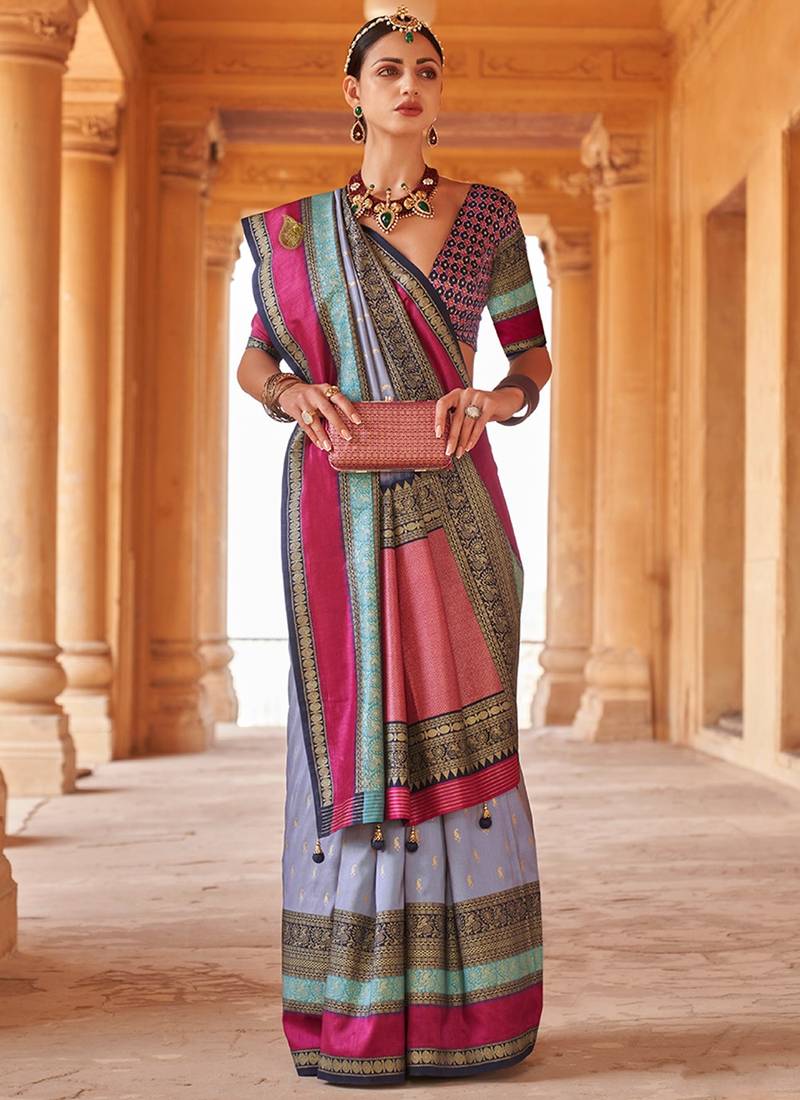 Blue Patola Silk Traditional Woven Saree 