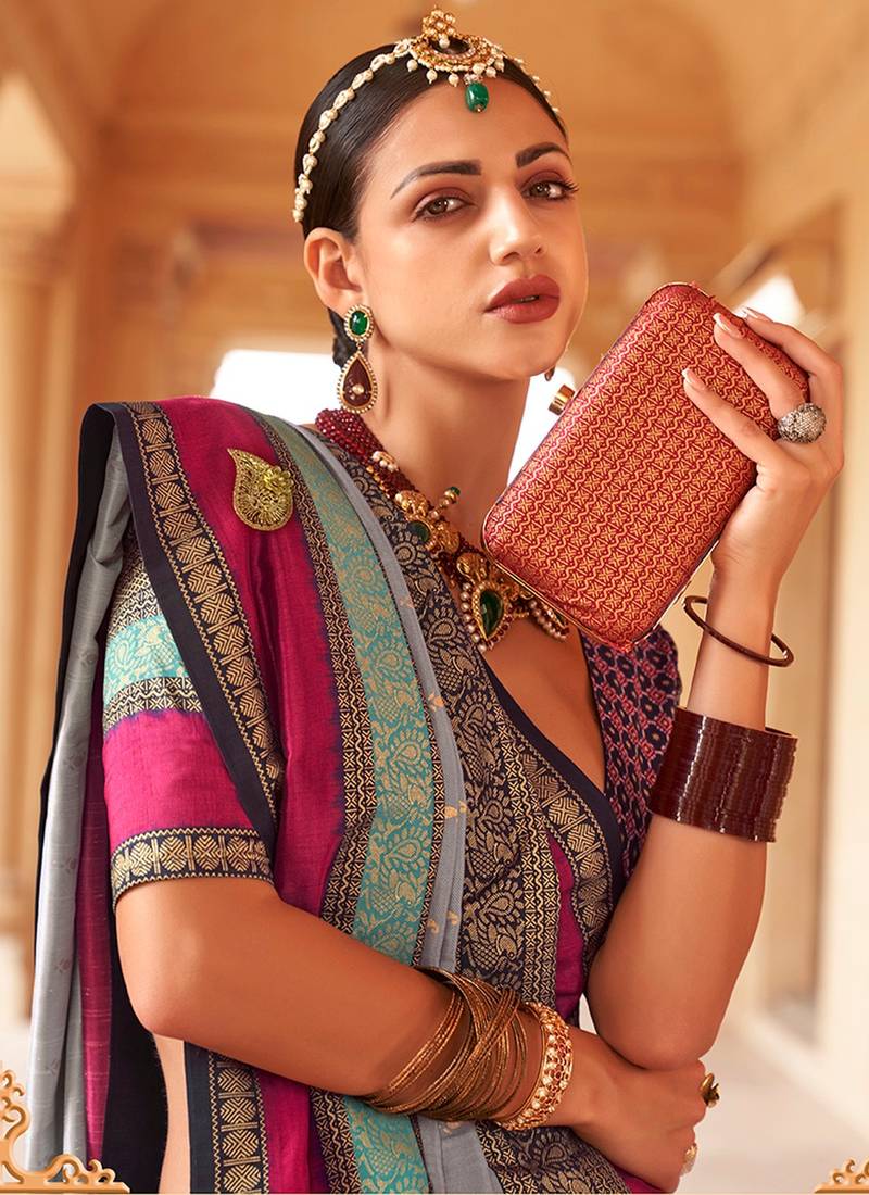 Blue Patola Silk Traditional Woven Saree ##color## Patola Saree with premium fabric and embroidery