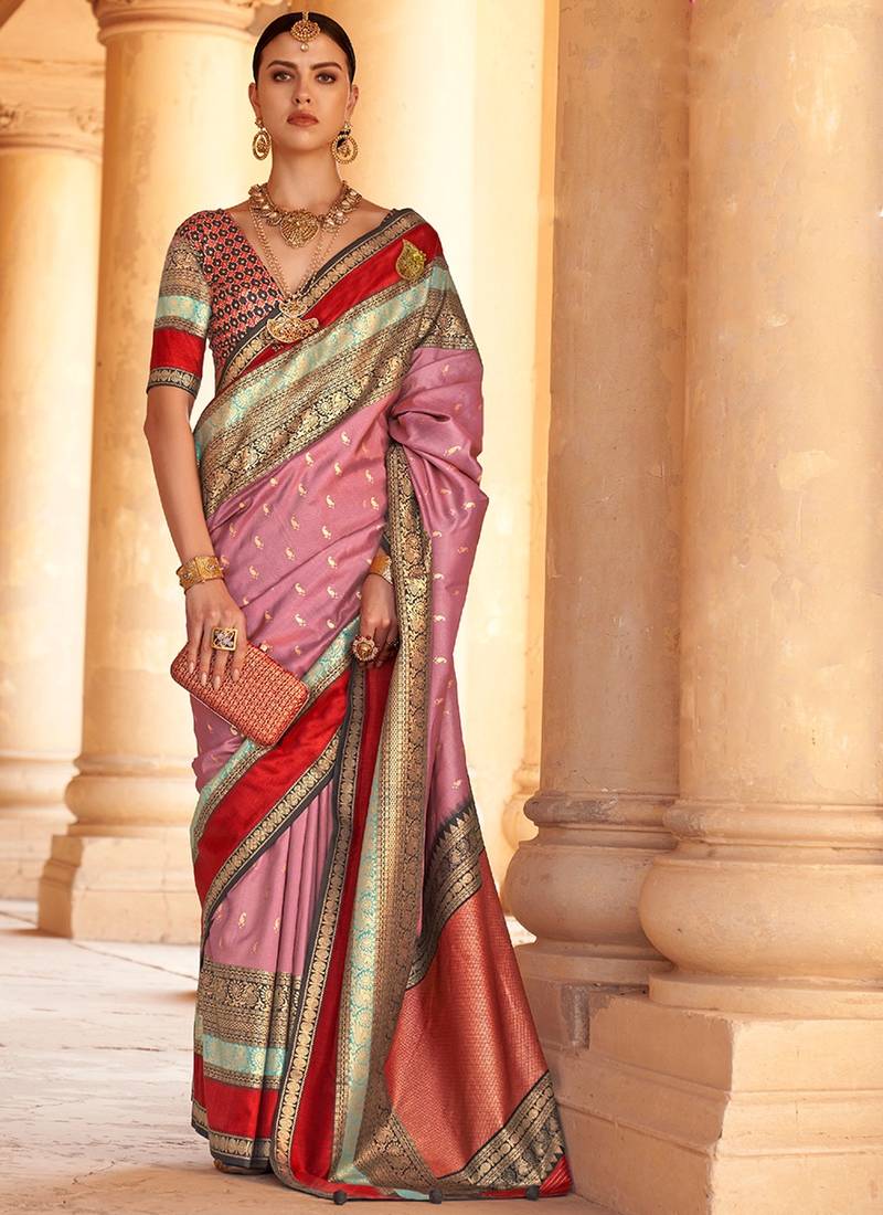 Pink Patola Silk Traditional Woven Saree ##color## Patola Saree with premium fabric and embroidery