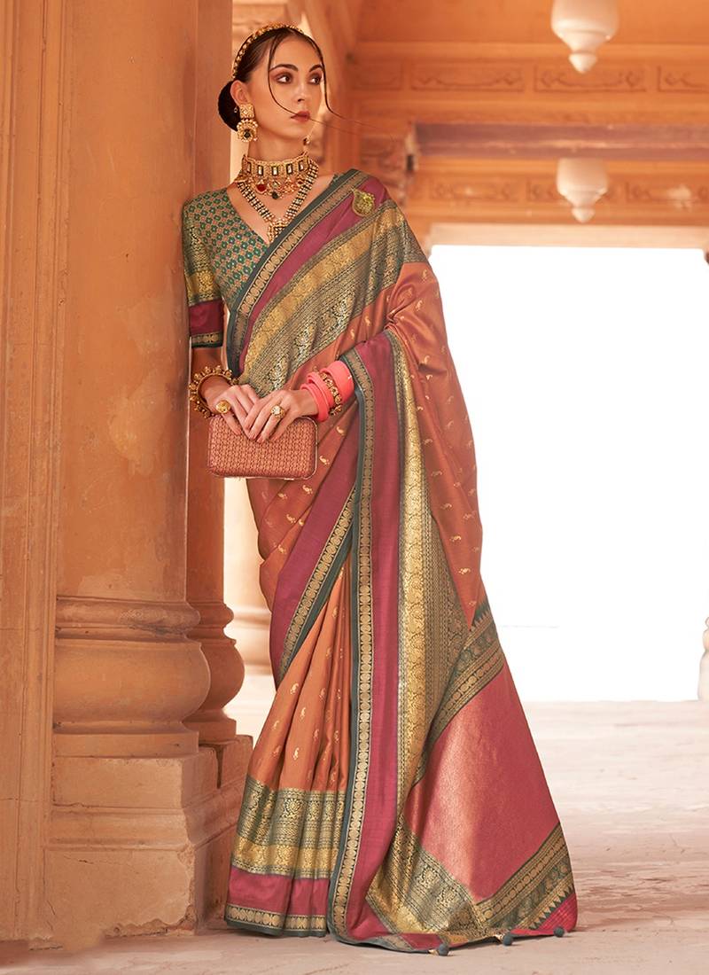 Brown Patola Silk Traditional Woven Saree 