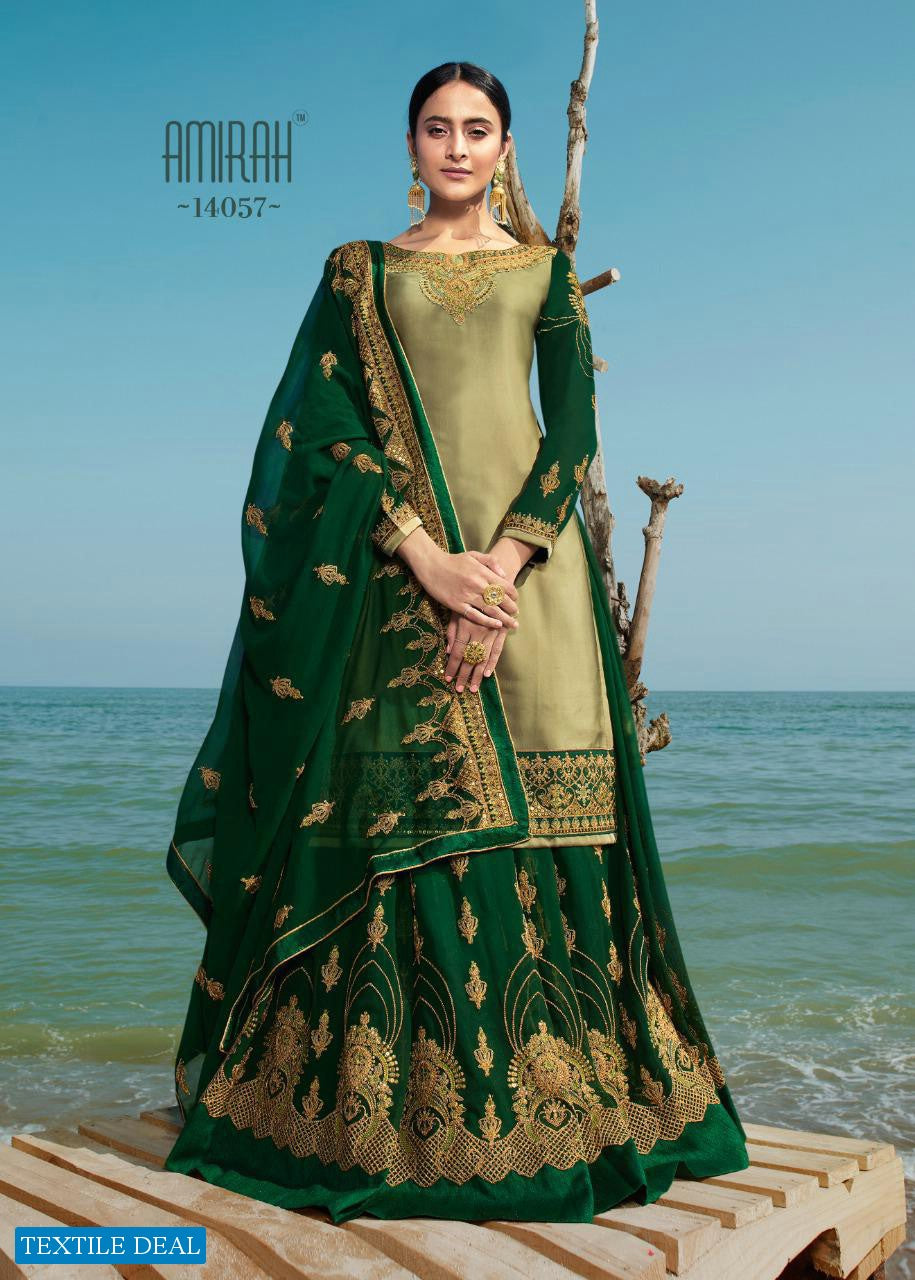 Amirah Present Husn 14051-14058 Series Satin Georgette Lehenga Style Suits