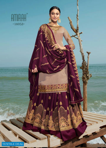Amirah Present Husn 14051-14058 Series Satin Georgette Lehenga Style Suits
