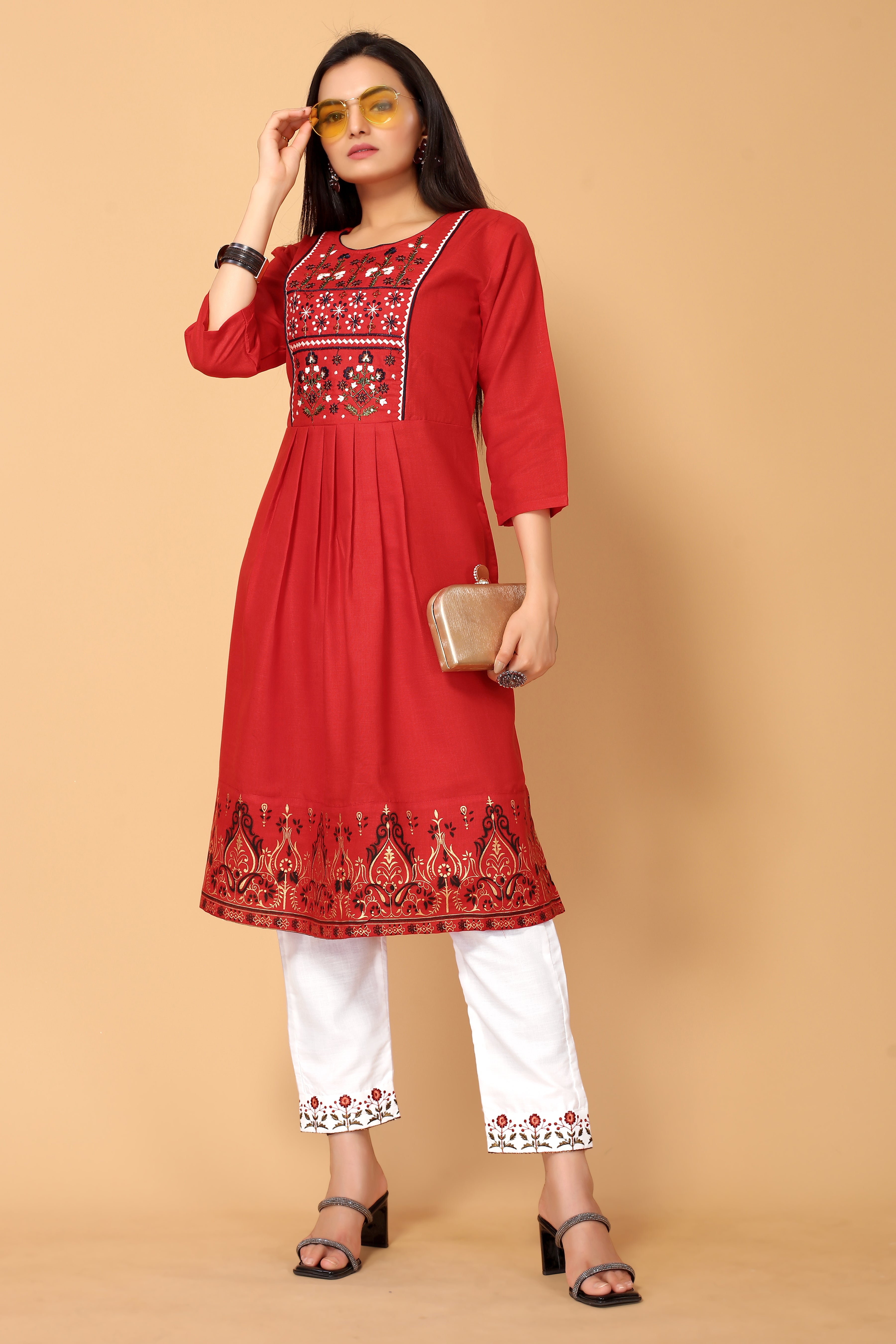 NEHA FESTIVE WEAR KURTI-BOTTOM SET