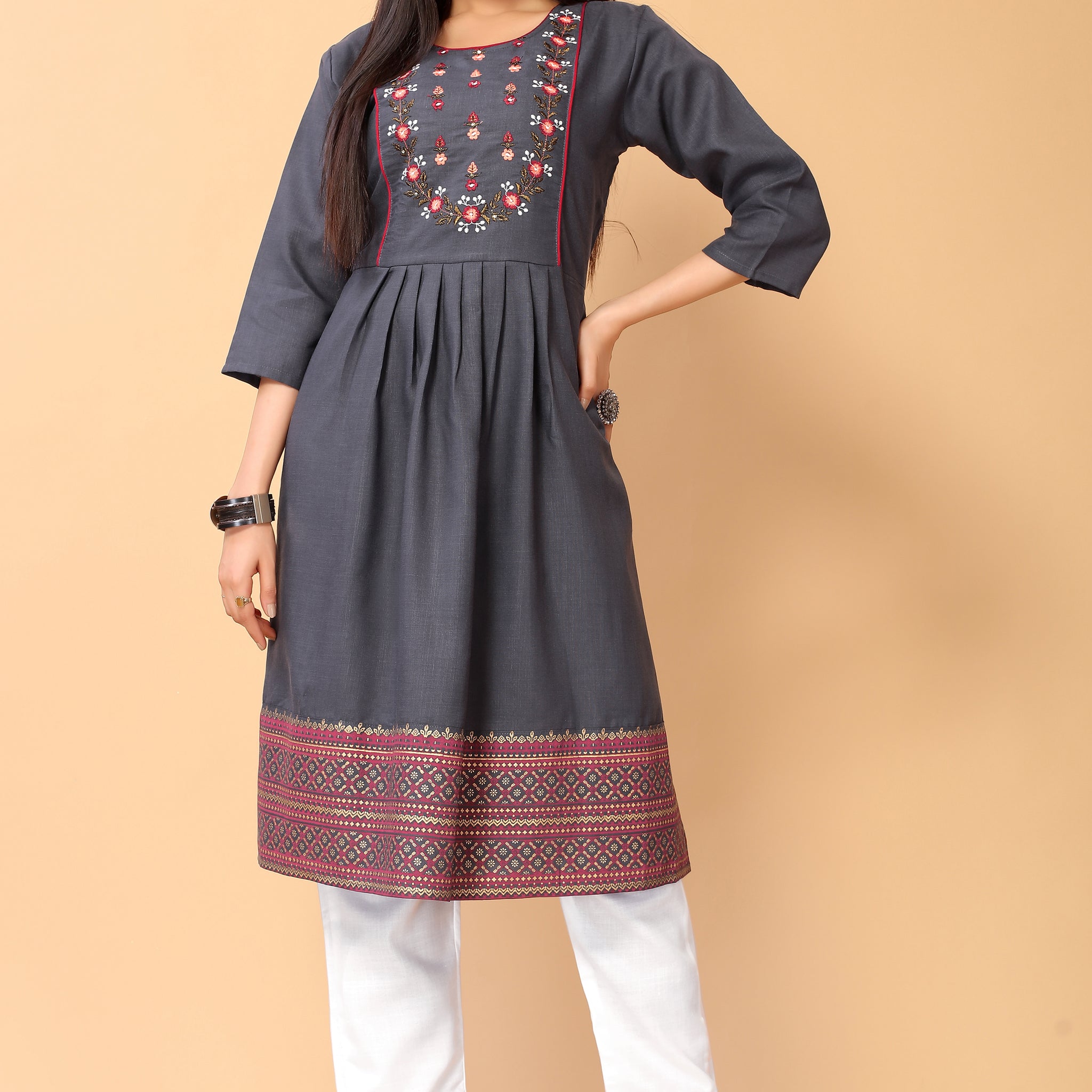 NEHA FESTIVE WEAR KURTI-BOTTOM SET