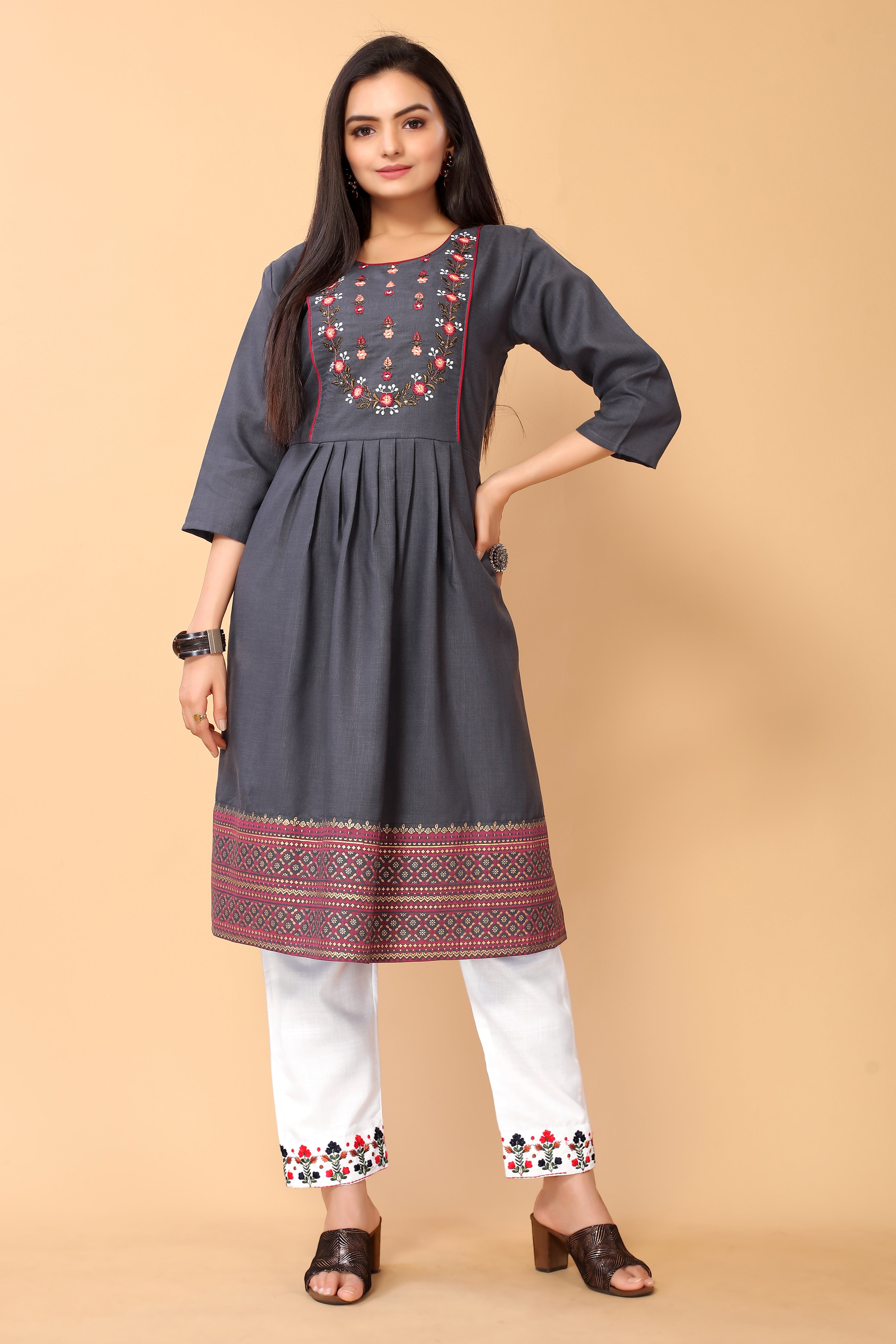 NEHA FESTIVE WEAR KURTI-BOTTOM SET