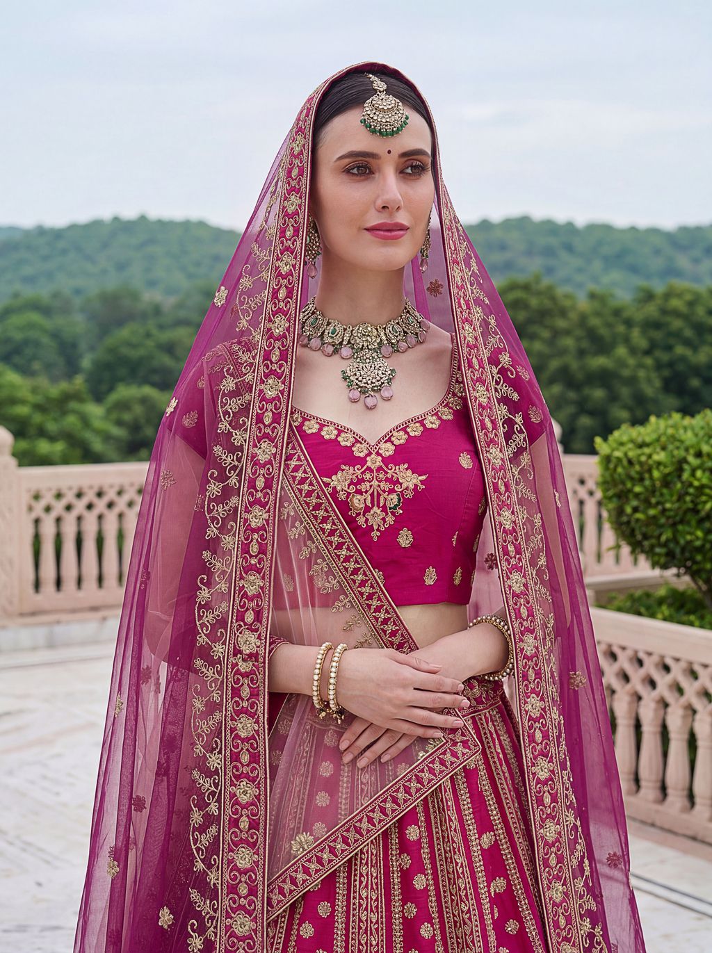 Pink Pure Soft Heavy Silk Sequins Embroidery Work Bridal Lehenga 