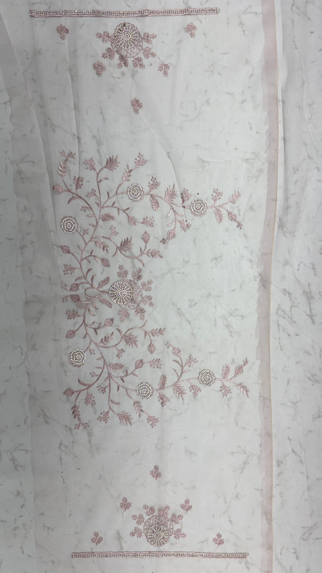 Lavender Pure Premium Net Handwork Kasti &amp; Motif Zari Metallic Sequins Work Wedding Saree