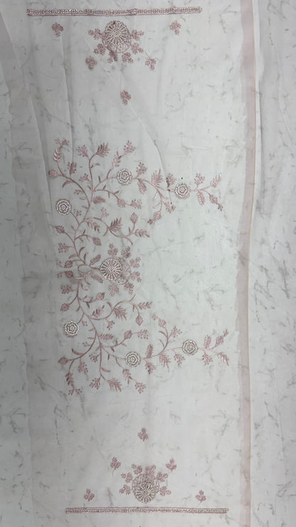 Lavender Pure Premium Net Handwork Kasti &amp; Motif Zari Metallic Sequins Work Wedding Saree