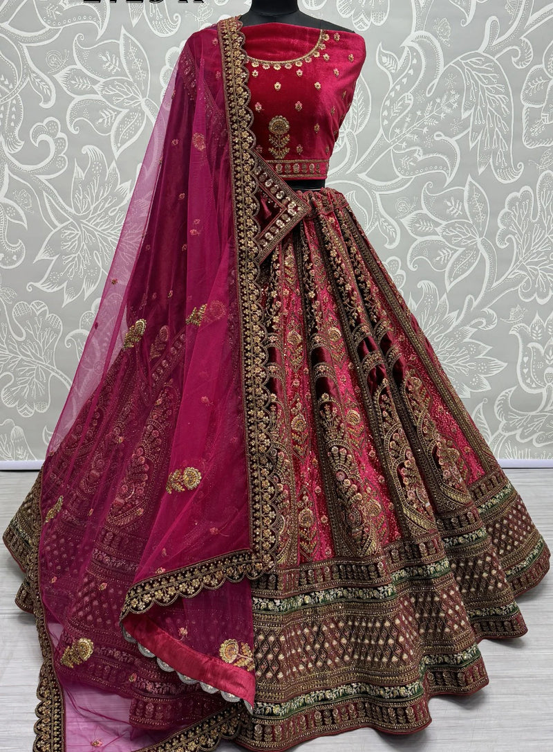 Heavy Velvet Bridal Wedding Lehenga Choli