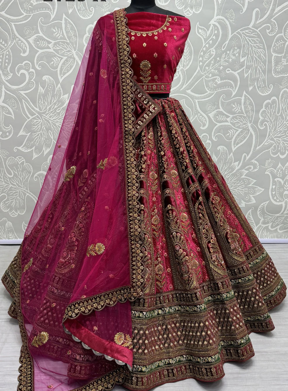 Heavy Velvet Bridal Wedding Lehenga Choli