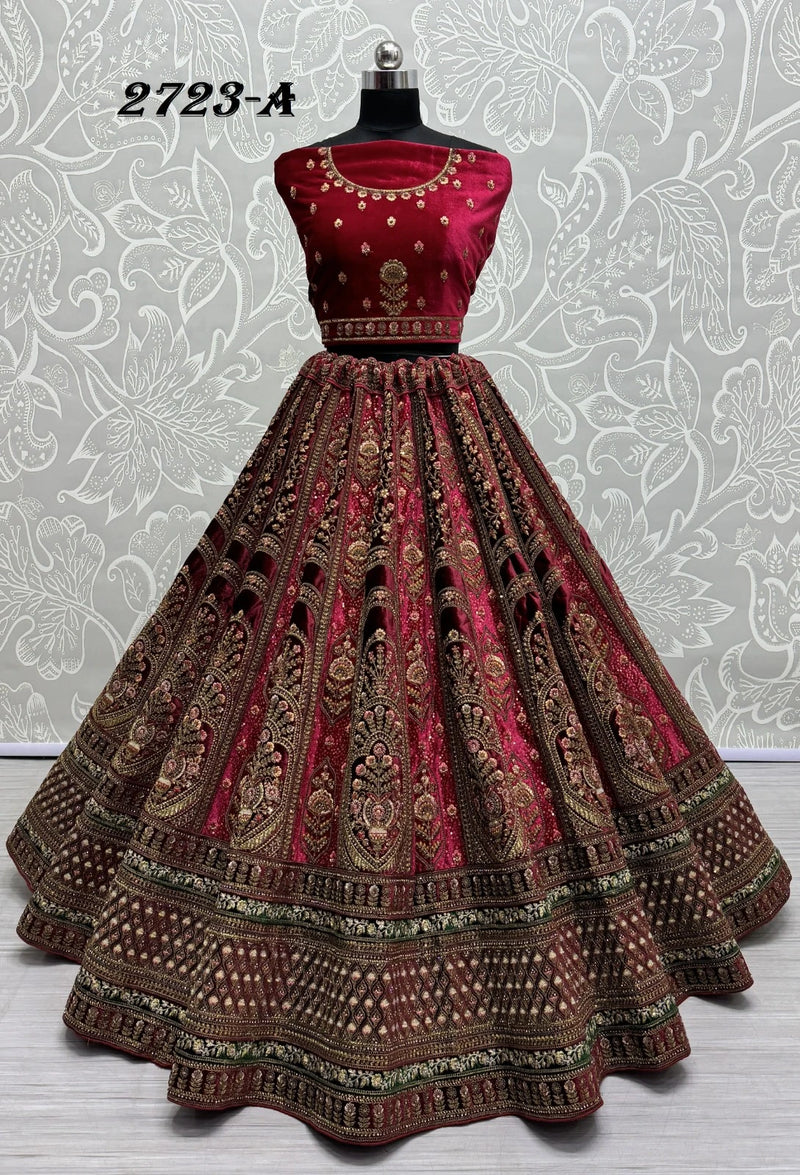 Heavy Velvet Bridal Wedding Lehenga Choli