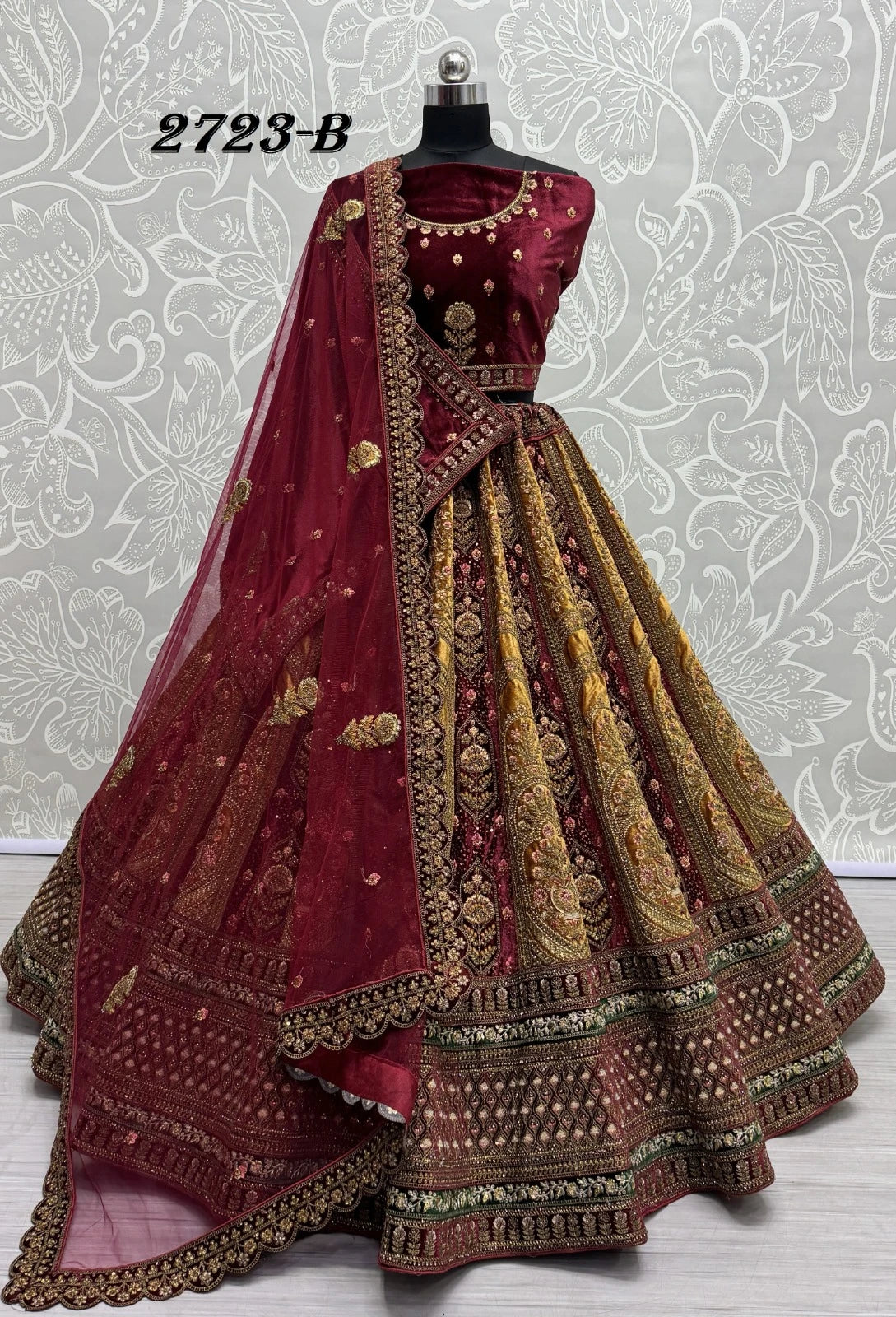 Heavy Velvet Bridal Wedding Lehenga Choli