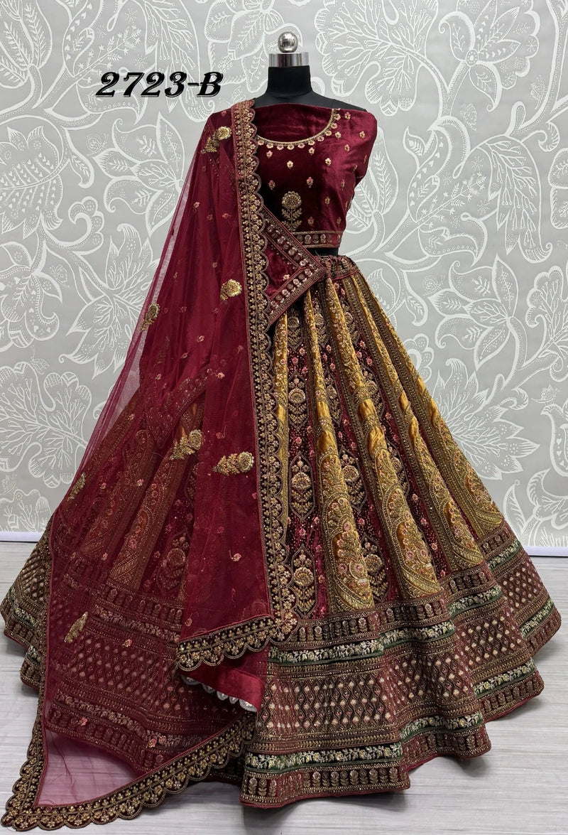 Heavy Velvet Bridal Wedding Lehenga Choli