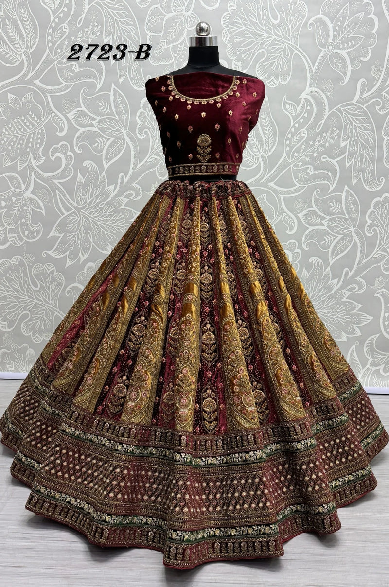 Heavy Velvet Bridal Wedding Lehenga Choli