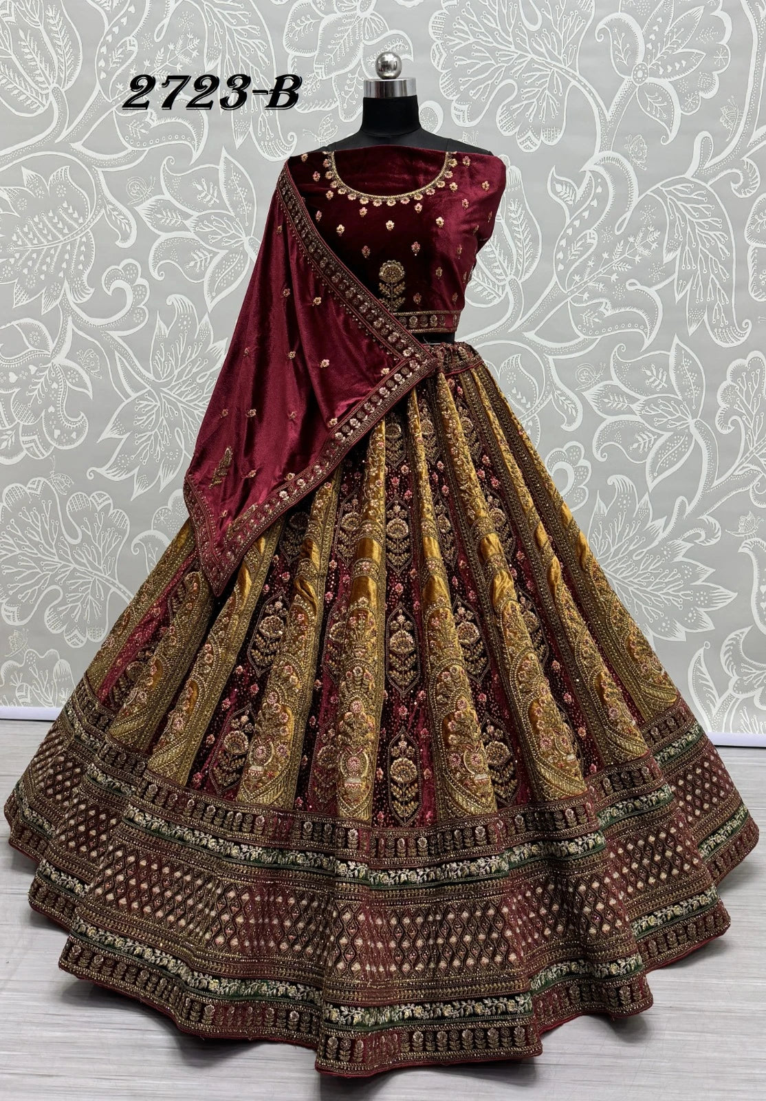 Heavy Velvet Bridal Wedding Lehenga Choli