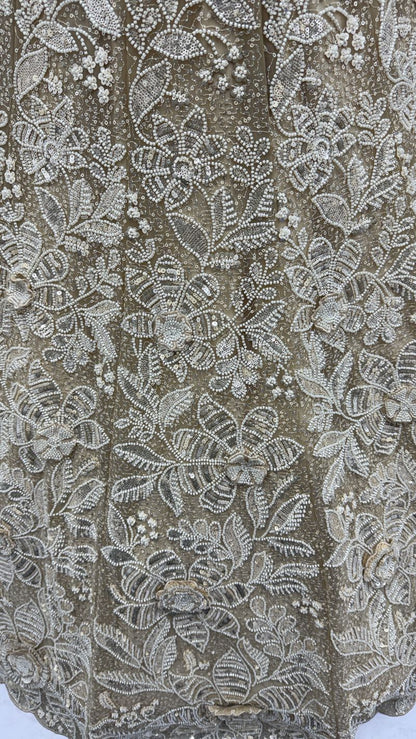 Off White Pure Soft Net Heavy Embroidery Work Bridal Lehenga