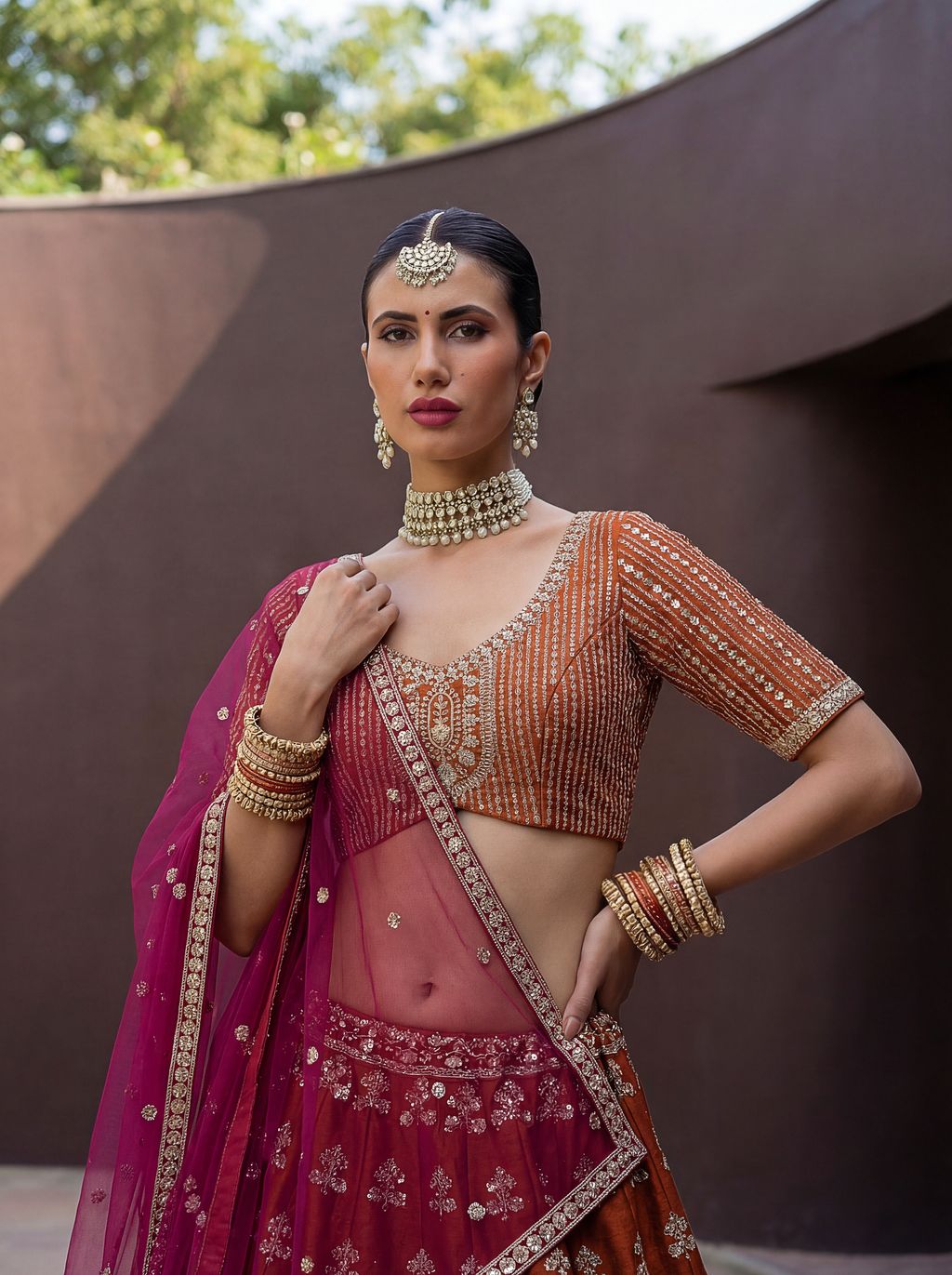 Orange Pure Soft Heavy Silk Sequins Embroidery Work Bridal Lehenga ##color## Bridal Lehenga with premium fabric and embroidery