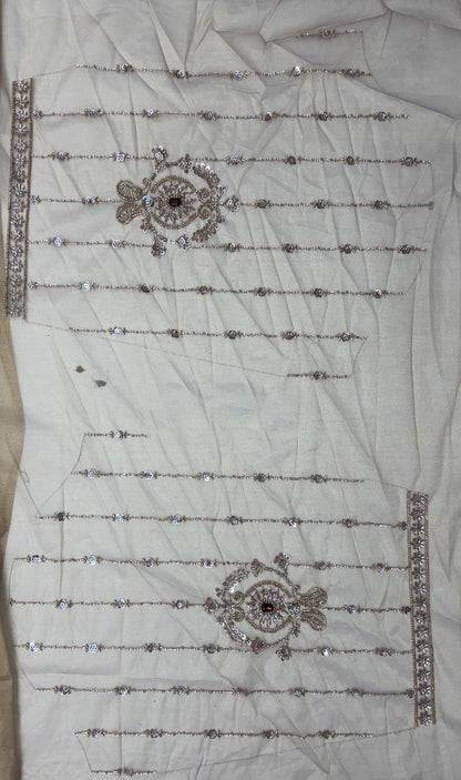 Chicku Pure  Fendi Tussaud Silk Crystal Beads work Multi Thread Dori and Sequins Work Sequins Work Bridal Lehenga Choli