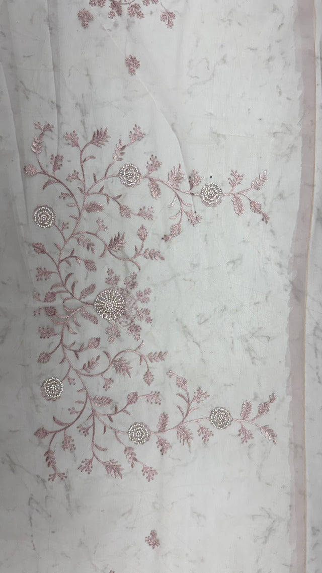 Lavender Pure Premium Net Handwork Kasti &amp; Motif Zari Metallic Sequins Work Wedding Saree