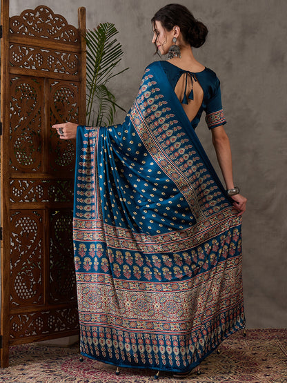 Rana Pure Semi Modal Silk Floral Printed Saree 