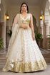 White Pure Soft Heavy Net Sequins Embroidery Work Bridal Lehenga 