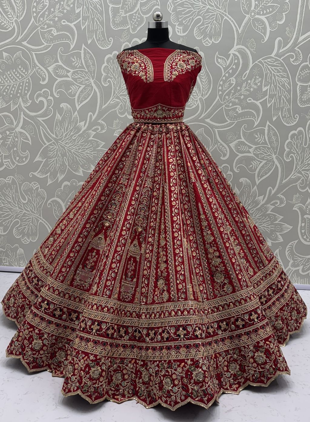 Red Pure Soft Silk Premium Bridal Lehenga Choli Wedding Lehenga Choli Anant Tex Exports Pvt.Ltd..