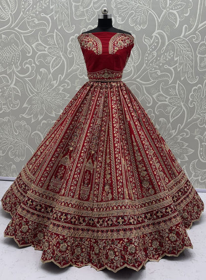 Red Pure Soft Silk Premium Bridal Lehenga Choli Wedding Lehenga Choli Anant Tex Exports Pvt.Ltd..