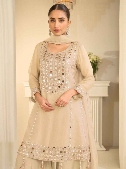Beige sharara suit 