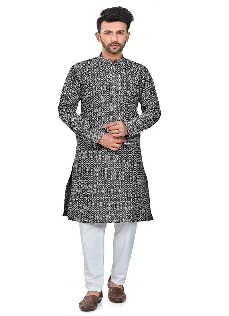 Black Colour RFSK 0013 Kurta Pajama - Anant Exports