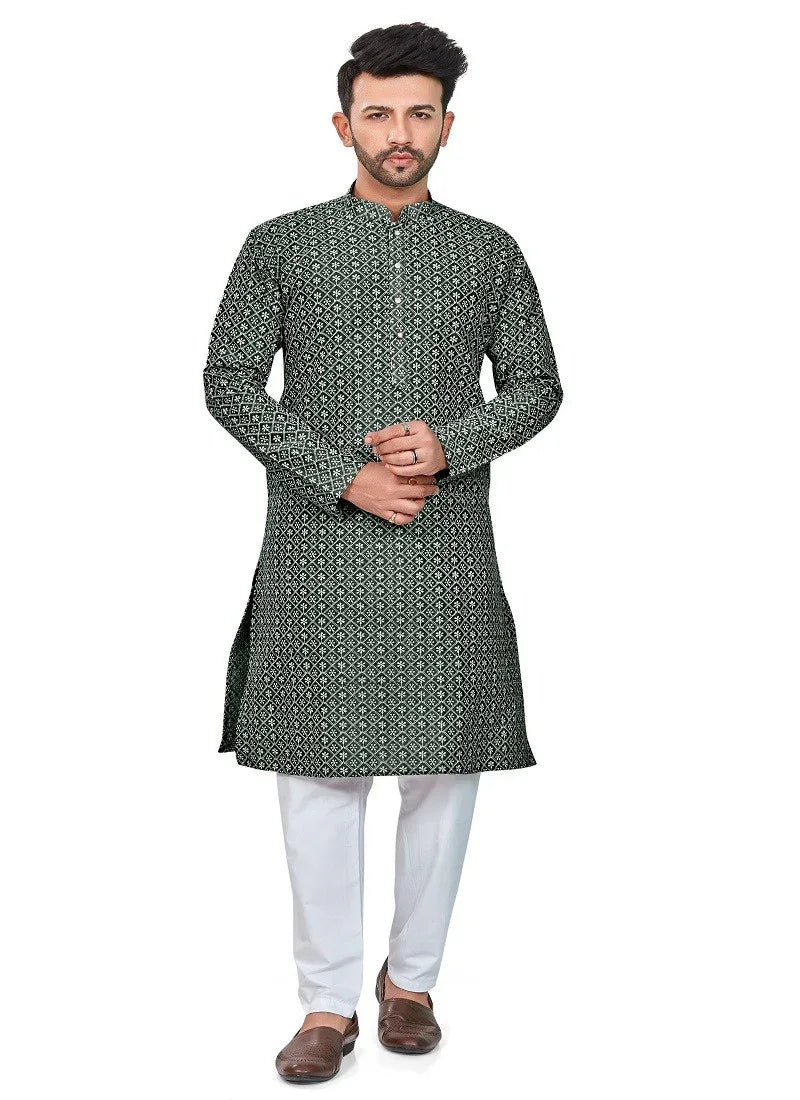 Bottle Green Colour RFSK 0013 Kurta Pajama - Anant Exports