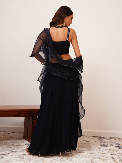 Imported Georgette Indo Western Crop Top