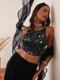 Imported Georgette Indo Western Crop Top