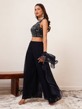 Imported Georgette Indo Western Crop Top