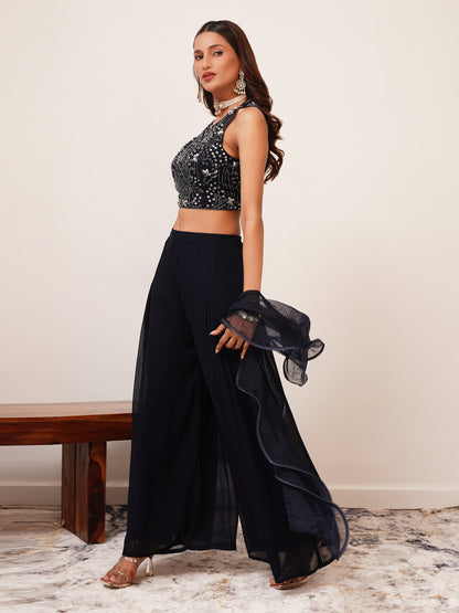 Imported Georgette Indo Western Crop Top
