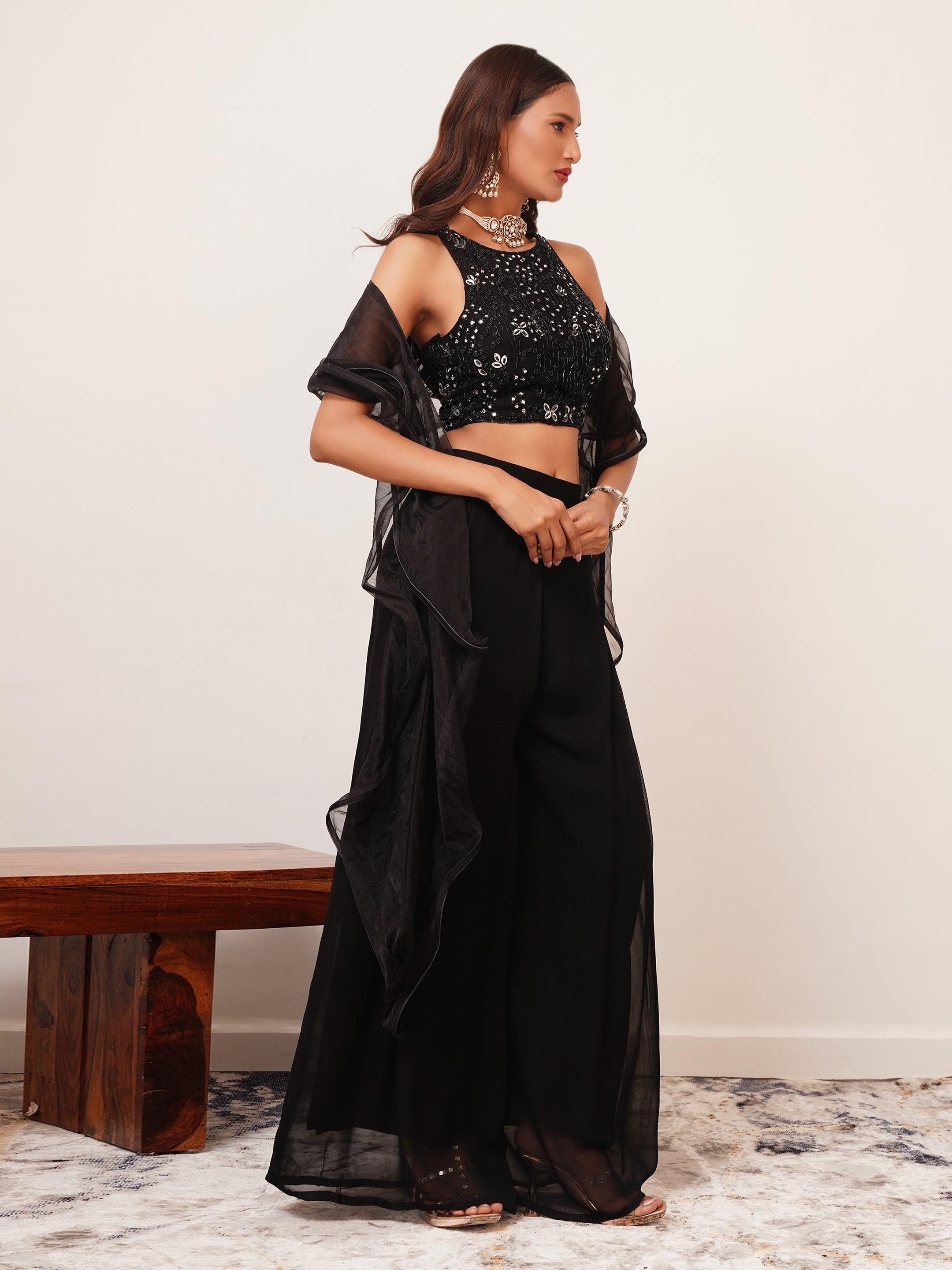 Imported Georgette Indo Western Crop Top