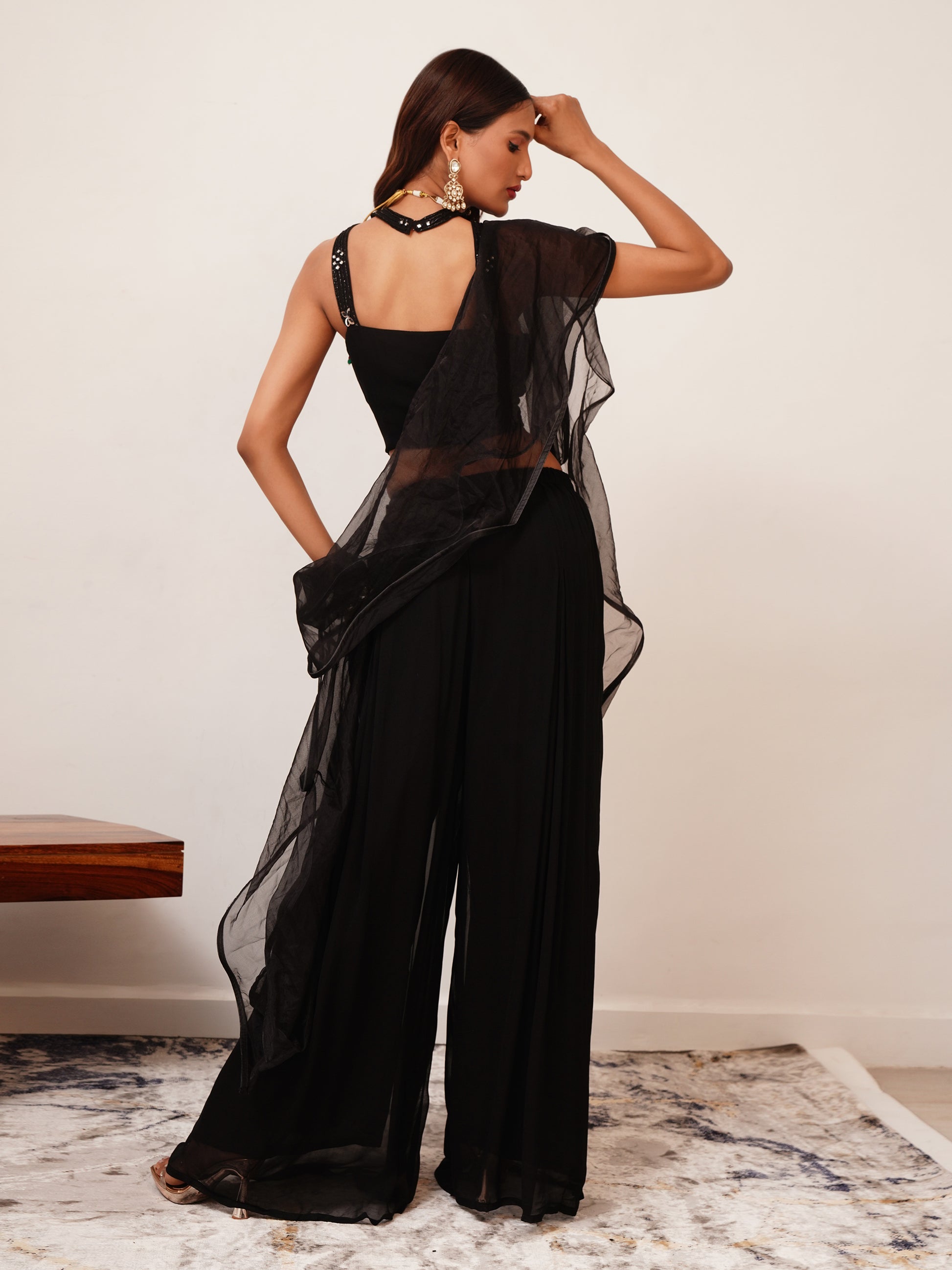Imported Georgette Indo Western Crop Top