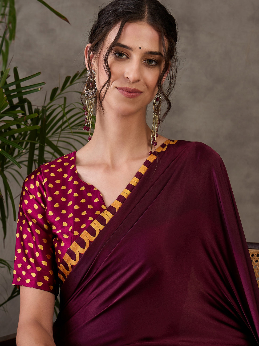 Maroon Pure Semi Modal Japan Silk Ajarkh Printed Saree 