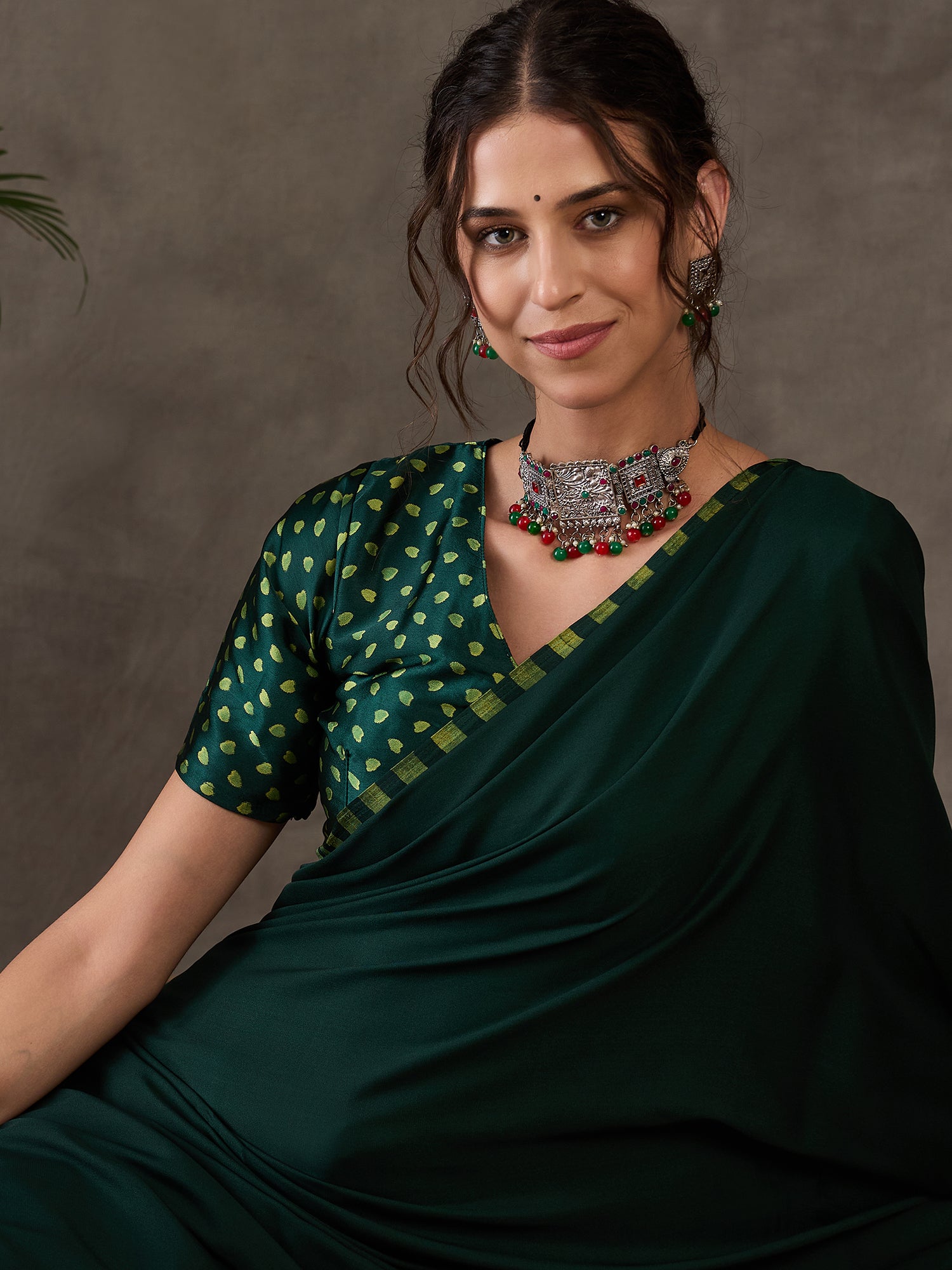 Green Pure Semi Modal Japan Silk Ajarkh Printed Saree ##color## Floral Printed Saree with premium fabric and embroidery