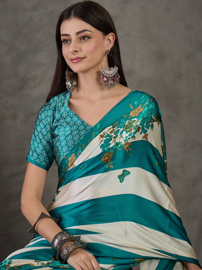 Rama Pure Semi Modal Japan Silk Ajarkh Printed Saree 