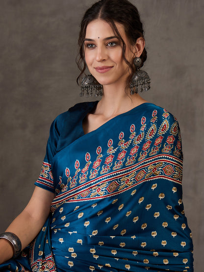 Rana Pure Semi Modal Silk Floral Printed Saree 