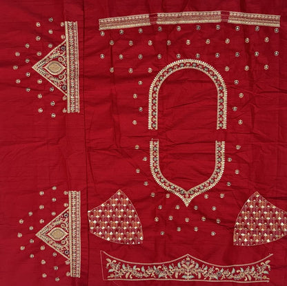 Red Pure Soft Gadhwal Silk Heavy Embroidery Work Bridal Lehenga