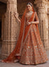 Orange Pure Soft Silk Heavy Embroidery Work Bridal Lehenga 