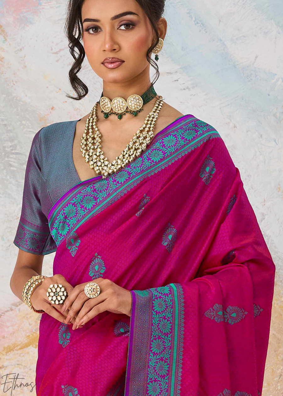 Pink Jacquard Kanjivaram Silk Saree
