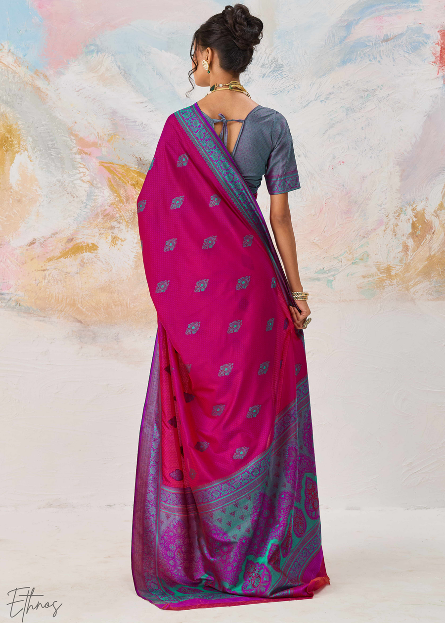 Pink Jacquard Kanjivaram Silk Saree