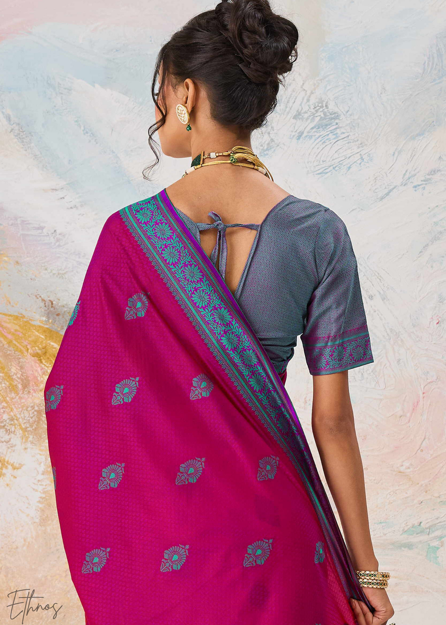Pink Jacquard Kanjivaram Silk Saree
