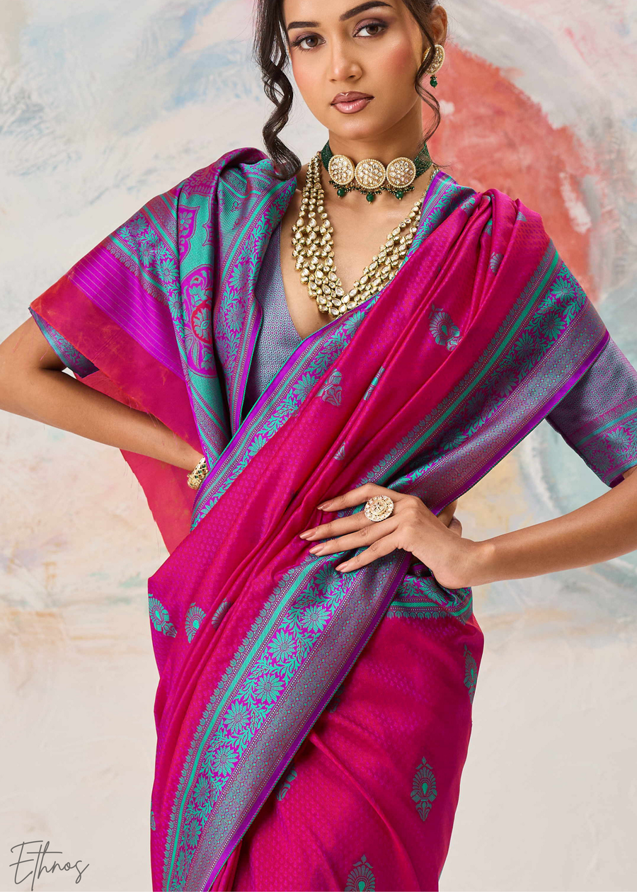 Pink Jacquard Kanjivaram Silk Saree